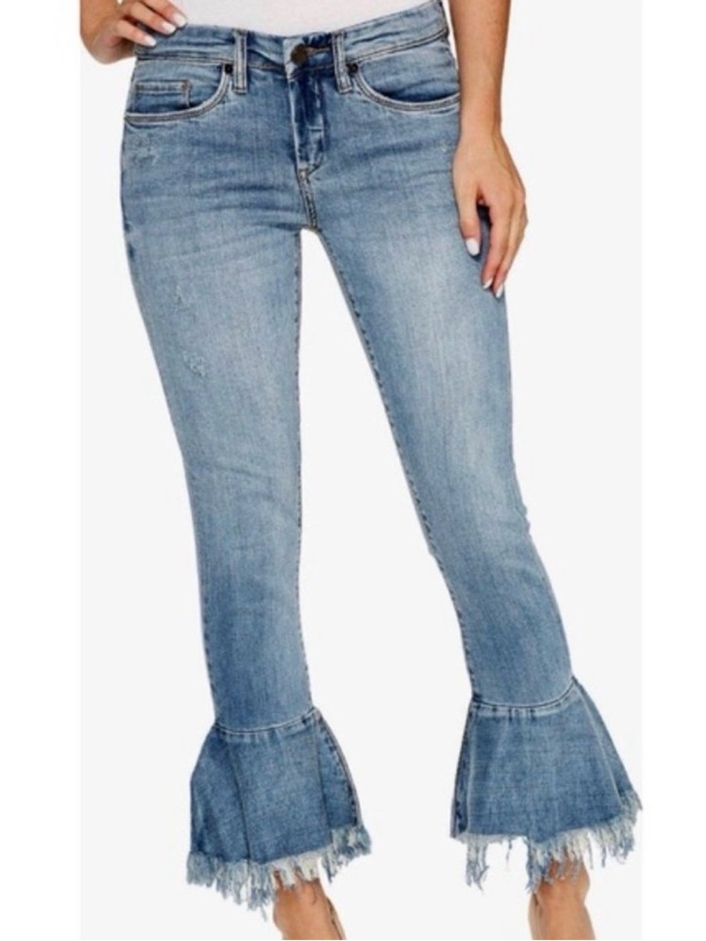 Blank NYC Jeans Boho Festival Bell Bottom Flair Raw Edge-  Size 26